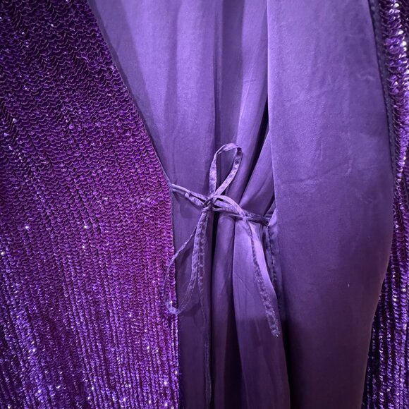 Retrofête gabrielle velvet-trimmed sequined chiffon mini wrap dress, Size M - Picture 10 of 13